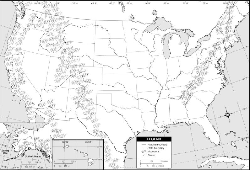 Blank Map Of The United States With Rivers And Mountains